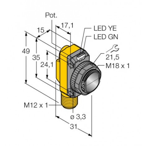 QS18VP6LDQ8 – Czujnik fotoelektryczny, czujnik odbiciowy – 73045