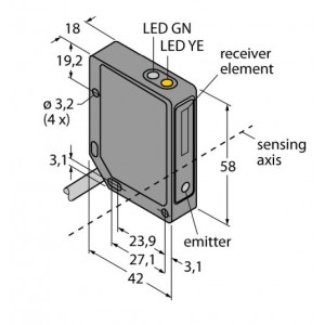 QMT42VP6FF1000 – Czujnik fotoelektryczny, czujnik odbiciowy – 49233