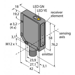 QMT42VP6FF2000Q – Czujnik fotoelektryczny, czujnik odbiciowy – 49238
