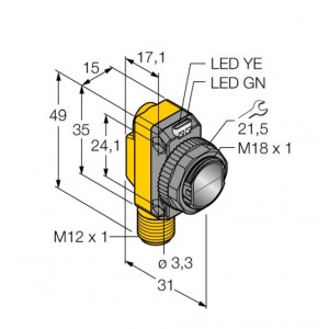 QS18VP6FF100Q8 – Czujnik fotoelektryczny, czujnik odbiciowy – 71882